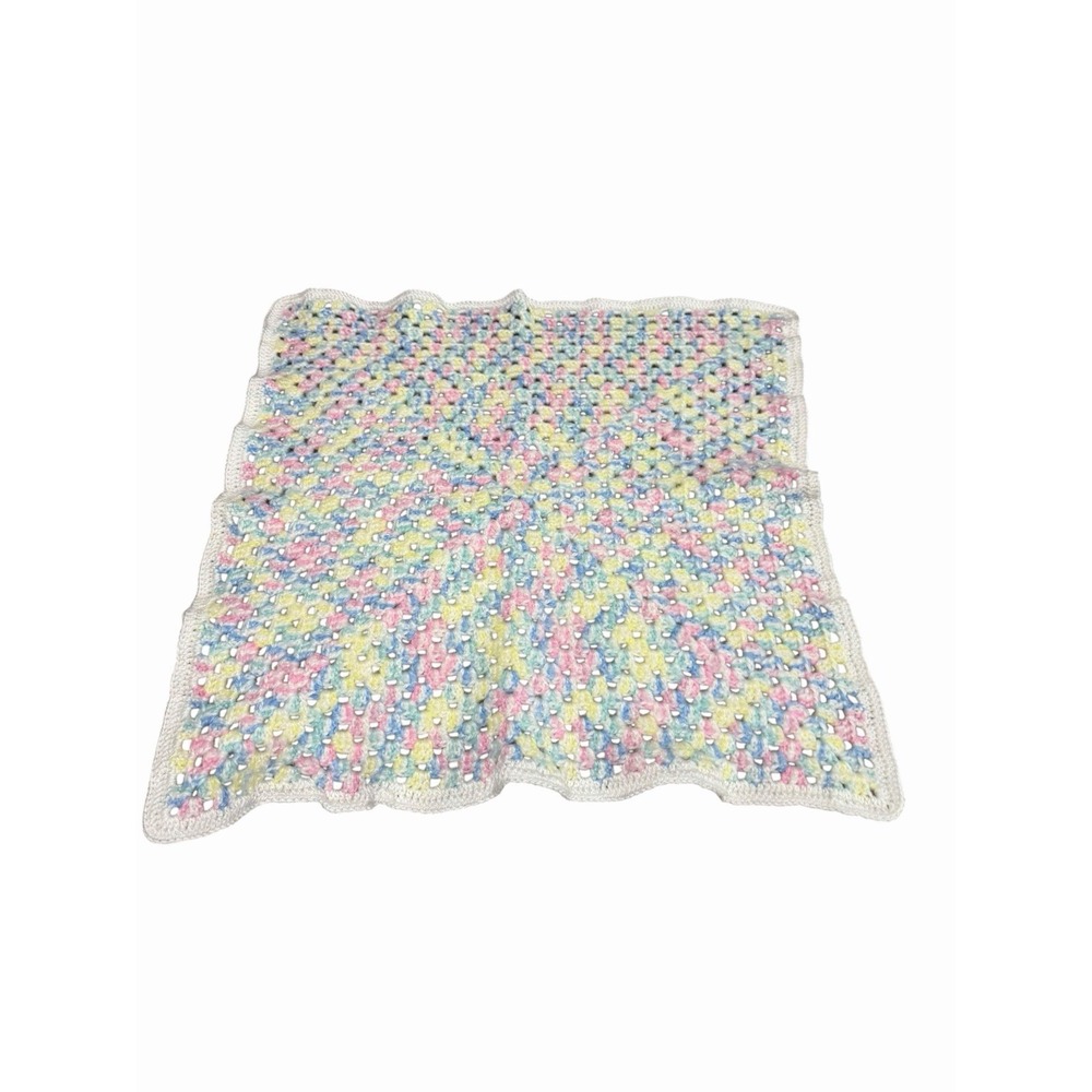 New Handmade Crochet Baby Blanket snuggle newborn small 21x21 inches